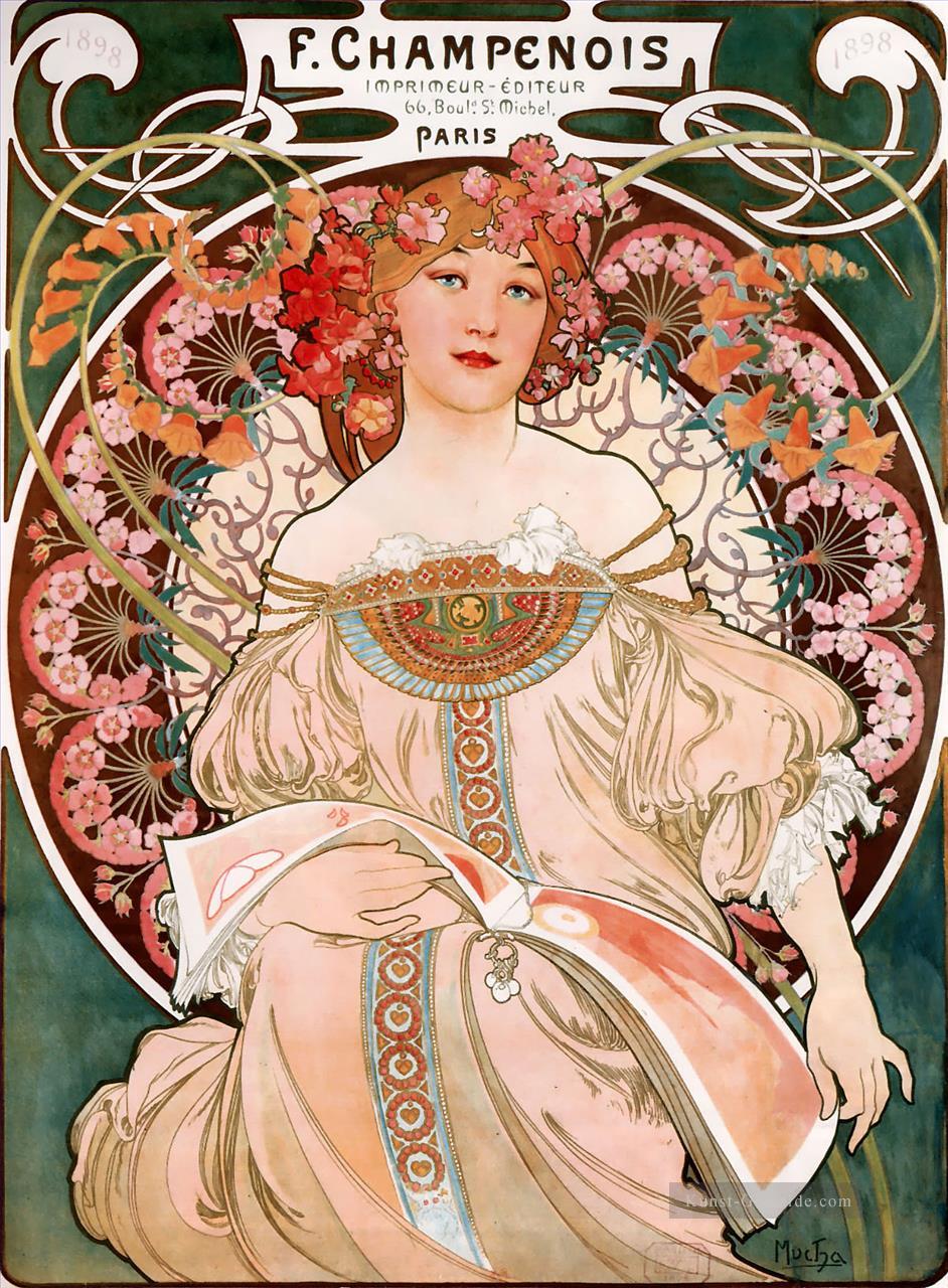 F Champenois ImprimeurEditeur 1897 Tschechisch Jugendstil Alphonse Mucha Ölgemälde